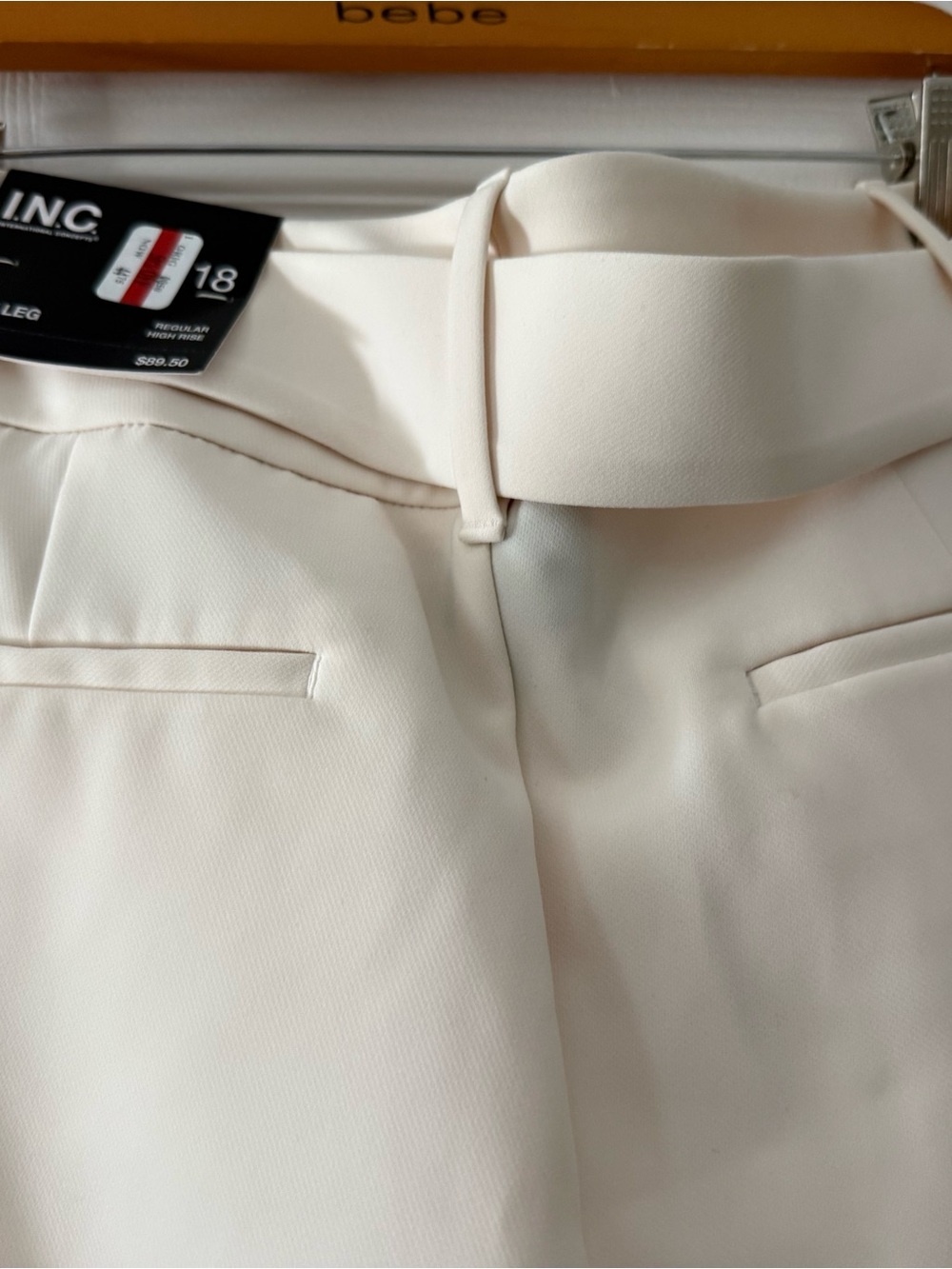 INC International Concepts Cream Wide-Leg High-Waist Trousers with Belt - Picture 2 of 3
